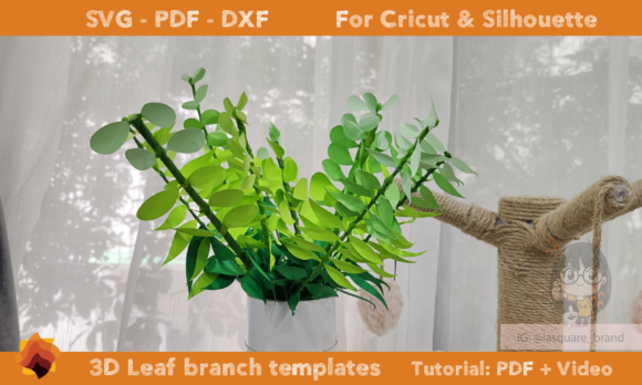 16 3D Bouquet Leaf Branch Templates for Paper Flowers