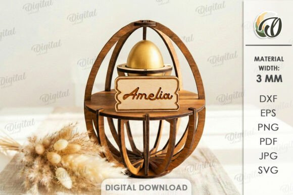 3D Easter Egg Stand Laser Cut for Embroidery Projects