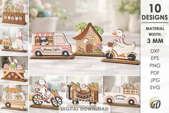 3D Easter Stands Bundle for Laser Cutting Projects