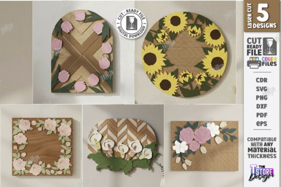 3D Floral Wall Art Laser Cut Bundle for Small Business Branding