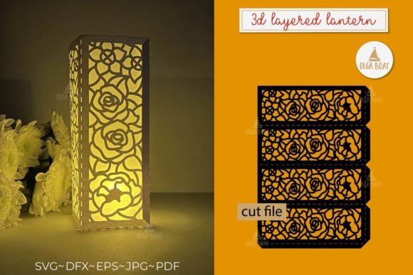 3d Flower Lantern Papercut Candle Holder