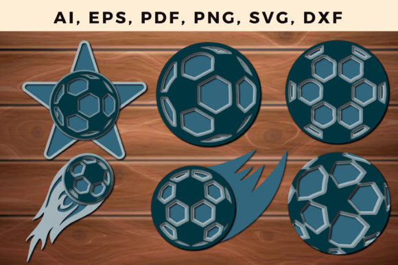 3D Layer Football Paper Cut SVG Bundle for Laser Cutting and Wall Decor