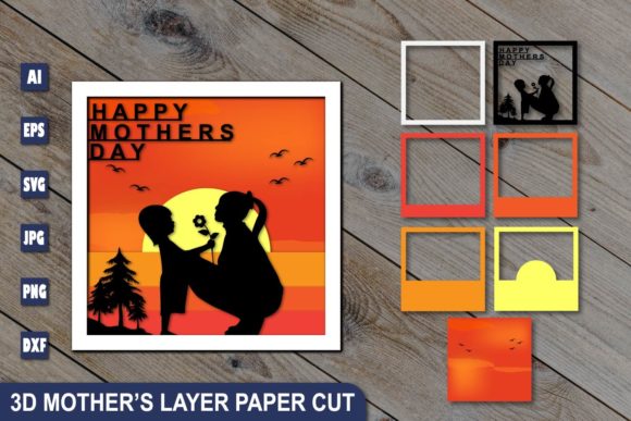 3D Mothers Day Layer Paper Cut SVG for Shadow Box Projects