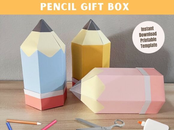 3D Pencil Gift Box SVG Design for Handmade Creations