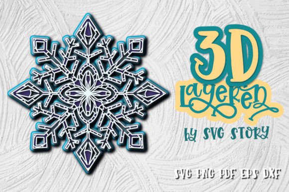 3D Snowflake Layered Christmas Design for Laser Cutting in Winter Amp Projects