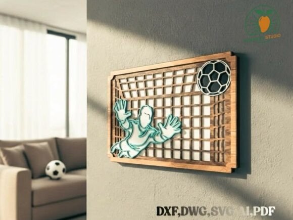3D Soccer Goalkeeper Wall Art: A Laser-Cut Design for Dynamic Branding