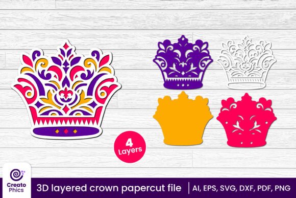 3D SVG Crown Design for Birthday Crafts