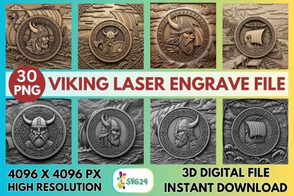 3D Viking Laser Engrave PNG File: A Graphic Design Asset for Modern Content Publishing
