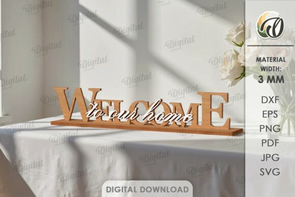 3D Welcome Decor Laser Cut for Stands and More