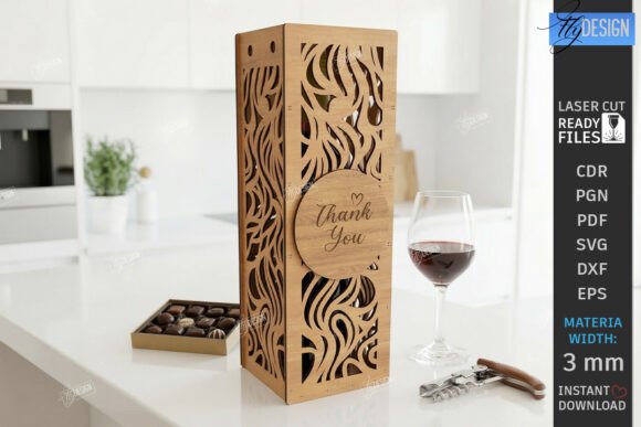 3D Wine Bottle Gift Box Laser Cut CNC for Creative Boxes
