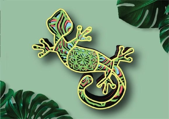 Animal Mandala Lizard Laser Cut for Shadow Box Marketing