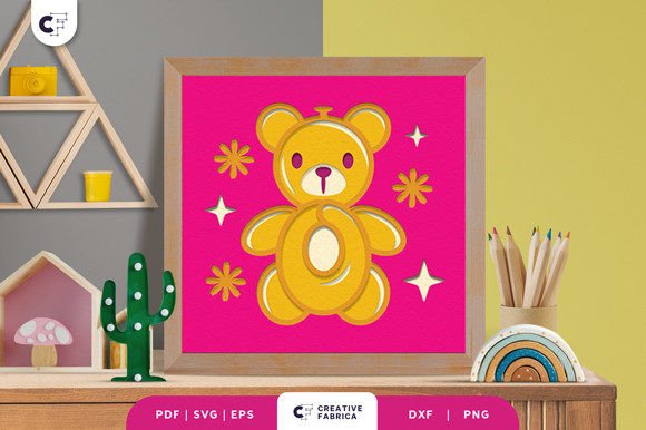 Balloon Bear 3D Shadow Box SVG for Baby Branding