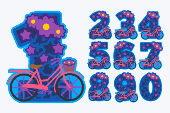 Bicycle Flowers Numbers 3D SVG: A Bold Shape for Creative Designers