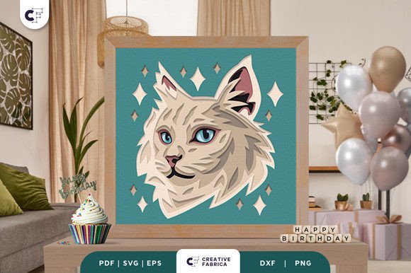 Birthday Cat 3D Layered Paper Cut Embroidery Review