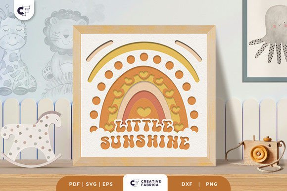 Boho Rainbow Nursery Room 3D Shadowbox: 3D SVG for Baby Content