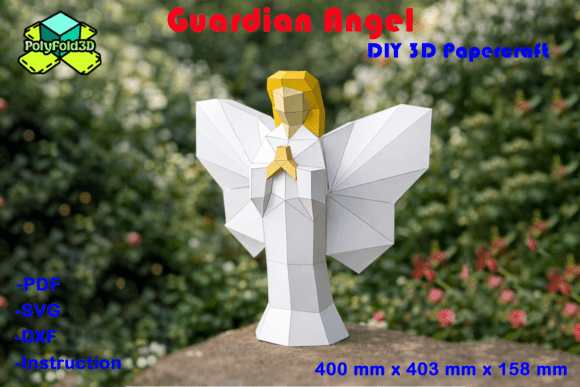 DIY Guardian Angel 3D SVG Papercraft for Baptism Projects