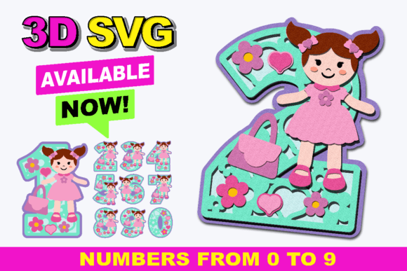 Doll Numbers 3D SVG: A Versatile Graphic Design Asset for Crafts and Branding