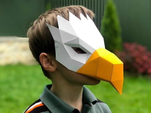 Eagle 3D Kids Half Mask: A Dynamic SVG Graphic for Animal-Themed Branding