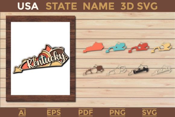 Enhancing Brand Visuals with Kentucky USA State 3D SVG Paper Cut for Shadow Box Laser Cutting