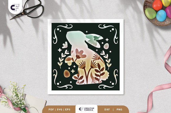 Floral Bunny 3D Shadow Box Paper Cut: A Versatile Easter SVG for Branding