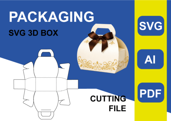 Gift Wrap 3D SVG Handbag Template for Editorial Graphics and Boxes Amp Projects