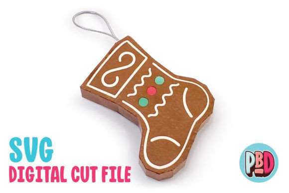 Gingerbread Stocking 3D SVG Ornament for Christmas Projects