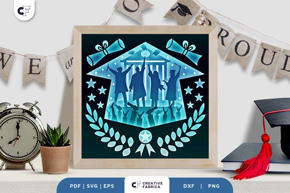 Graduation Ceremony 3D SVG Paper Cut for Content Design