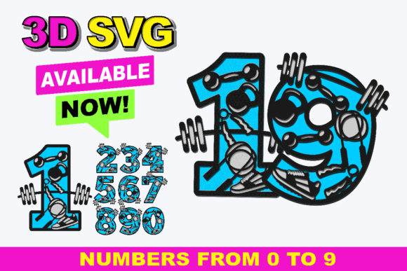 Gym Numbers 3D SVG: A Versatile Graphics Asset for Crafts and Branding