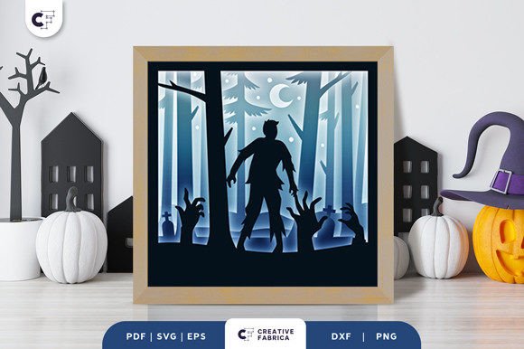 Halloween Zombie 3D SVG Shadow Box for Festive Branding