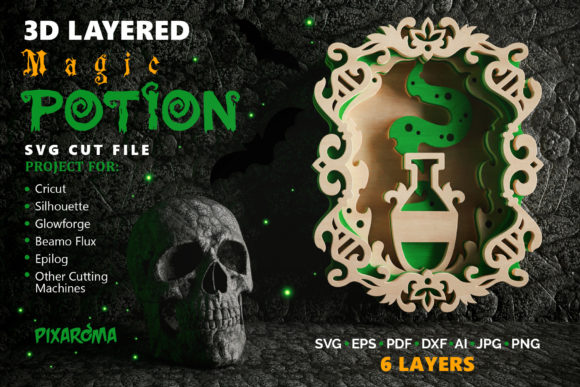 Magic Potion Wall Art 3D SVG for Laser Cutting in Autumn Amp Projects