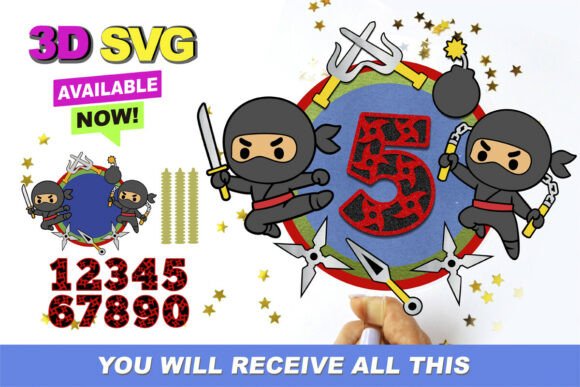 Ninja Shaker Cake Topper 3D SVG for Birthday Designs