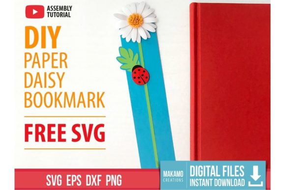 Paper Daisy Bookmark 3D SVG for Paper Flowers Lovers