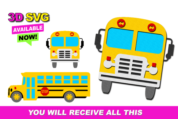 School Bus Elements 3D SVG