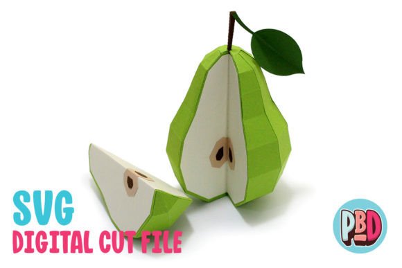 Sliced Pear 3D SVG for Creative Shape Design Projects