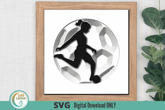 SOCCER FÚTBOL Female 3D SVG for Shadow Box Designs