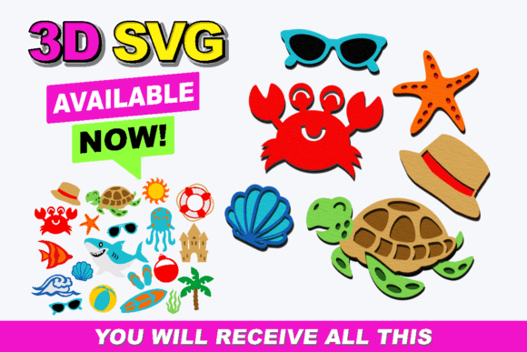 Summer Beach Elements 3D SVG: A Versatile Graphic Design Asset for Crafts and Content