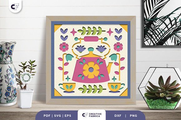 Teapot Folk Art 3D SVG for Home Décor Projects