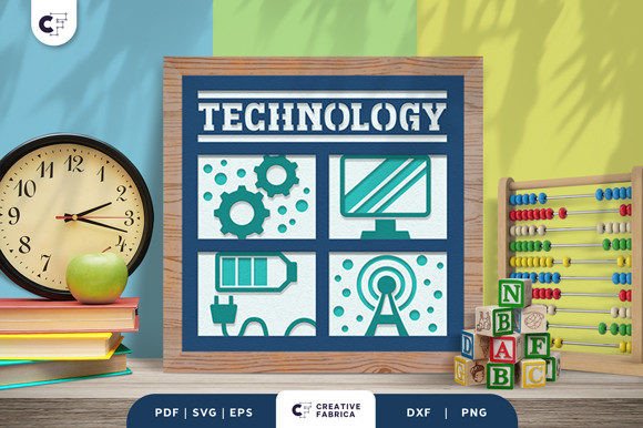 Technology School Subject 3D Shadow Box: A 3D SVG Review for Editors