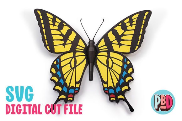 Western Tiger Swallowtail Butterfly 3D SVG Shape Review
