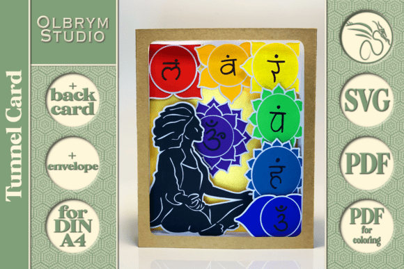 Yoga Chakras 3D Tunnel Card SVG for Pop-Up Projects